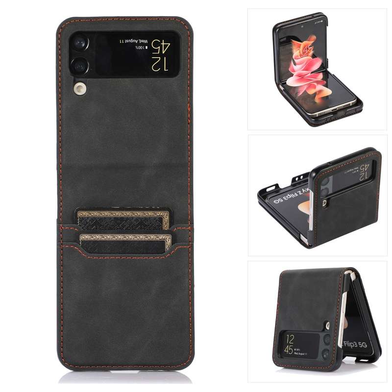 For Samsung Galaxy Z Flip4 Card Slot Leather Phone Case(Brown)