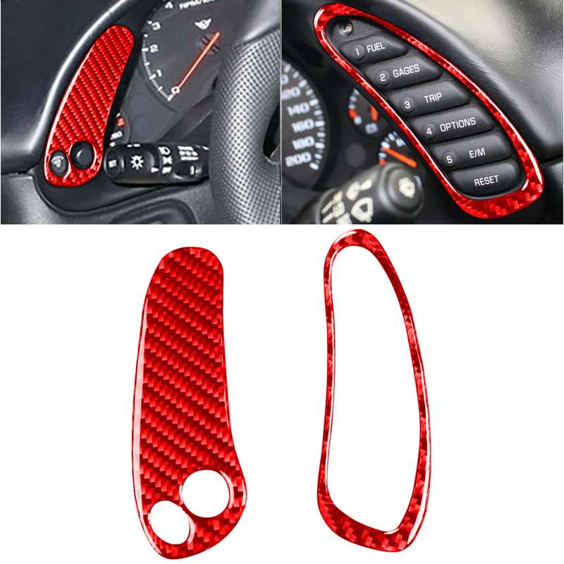 2 in 1 Car Carbon Fiber Sides Speedometer Sticker for Chevrolet Corvette C5 1998-2004, Left Drive(Re