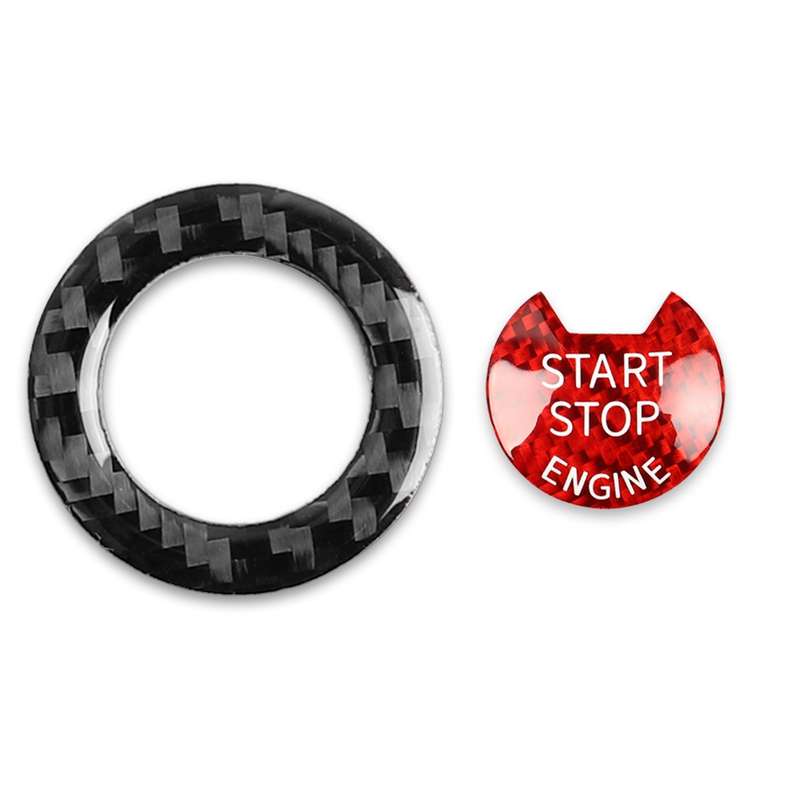 Car Carbon Fiber One-button Start Decorative Sticker for Infiniti Q50 2014-2020 / Q60 / QX60(Black +