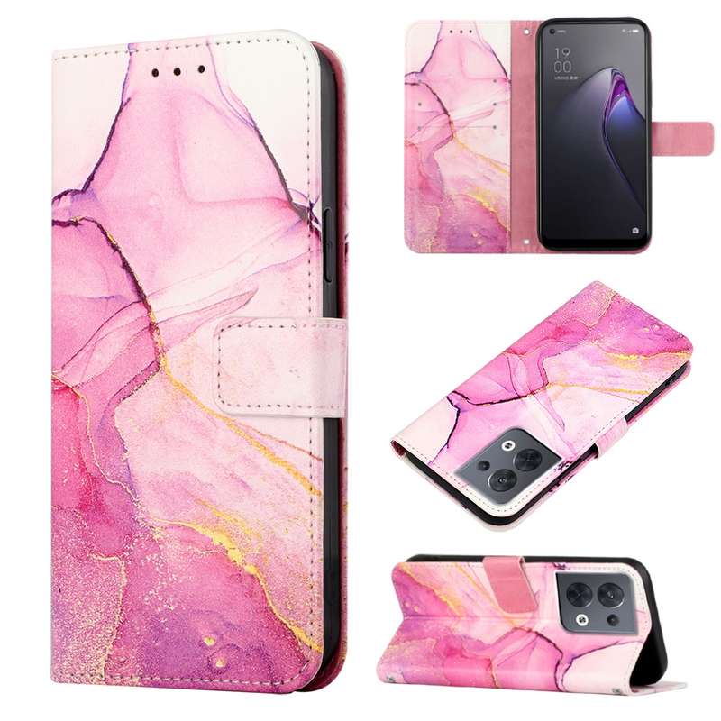 For OPPO Reno8 PT003 Marble Pattern Flip Leather Phone Case(LS006)