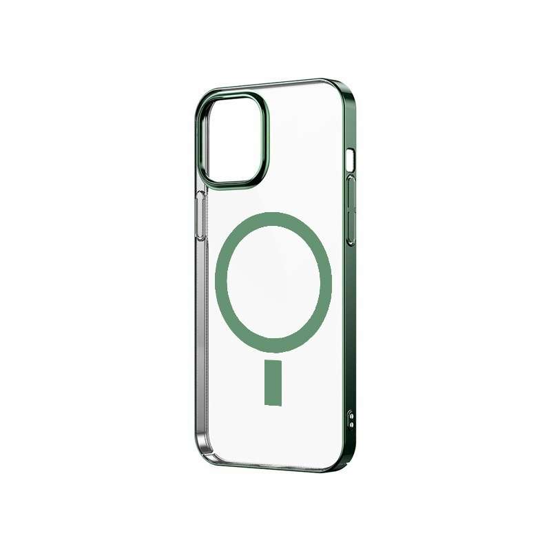 For iPhone 12 Pro Magsafe Magnetic PC Electroplating Transparent Protective Phone Case(Green)