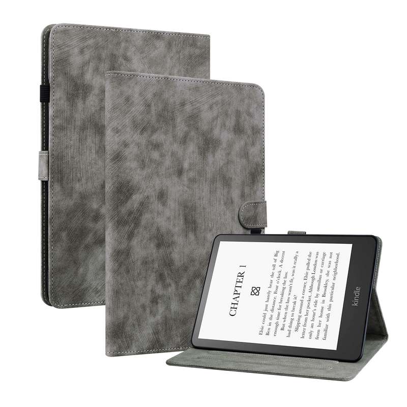 For Amazon Kindle Paperwhite 5 Tiger Pattern PU Tablet Case With Sleep / Wake-up Function(Purple)