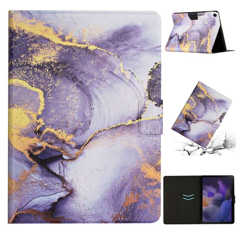 For Samsung Galaxy Tab A8 Marble Pattern Smart Leather Tablet Case(Green)