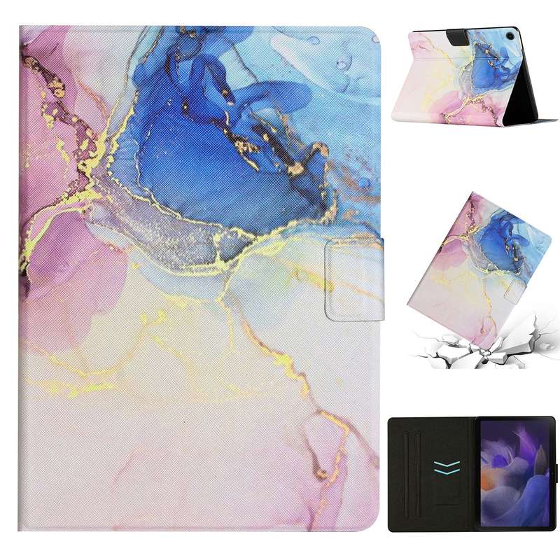For Samsung Galaxy Tab A8 Marble Pattern Smart Leather Tablet Case(Green)