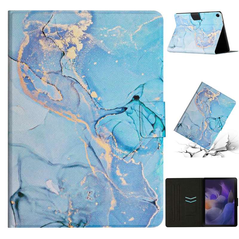 For Samsung Galaxy Tab A8 Marble Pattern Smart Leather Tablet Case(Green)