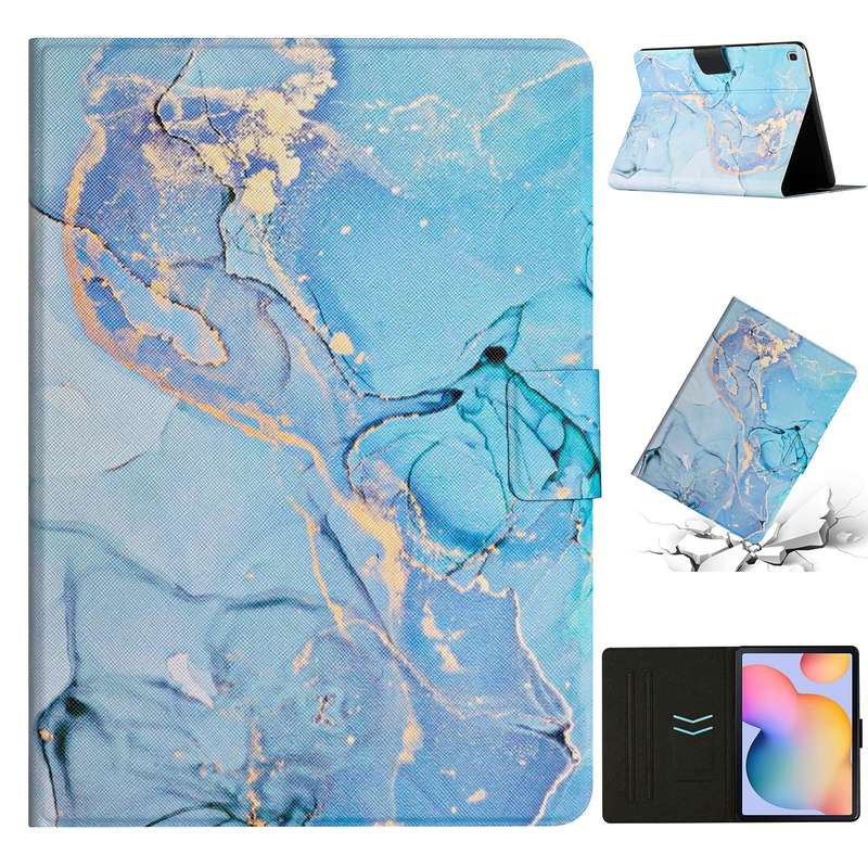For Samsung Galaxy Tab A8 Marble Pattern Smart Leather Tablet Case(Green)