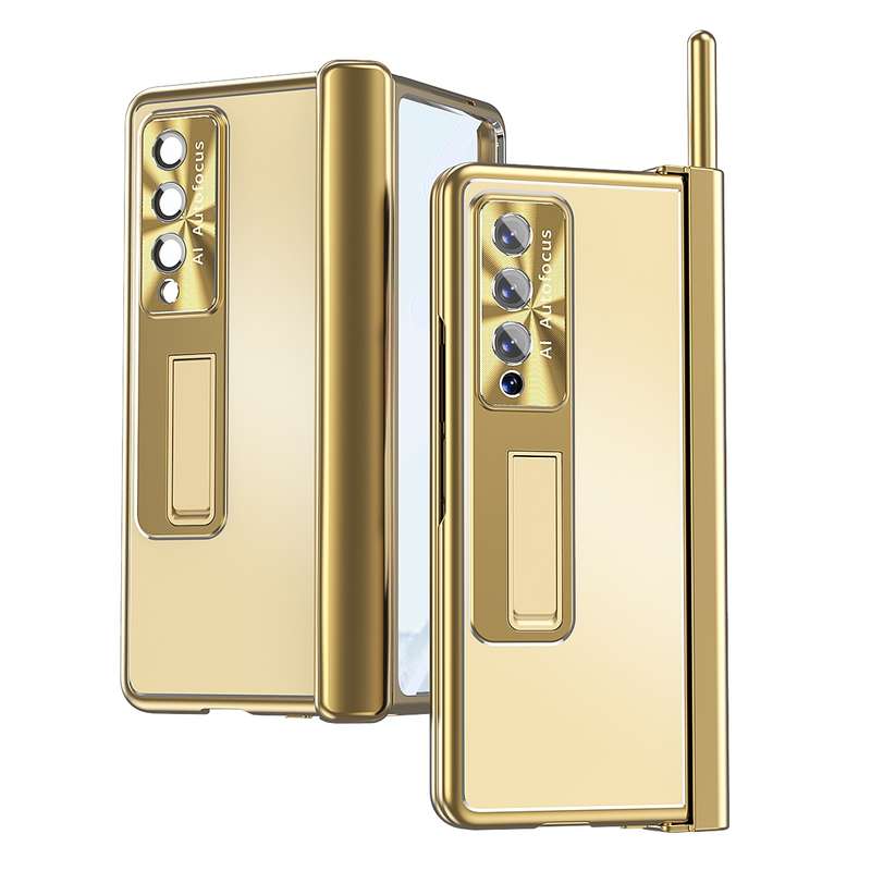 For Samsung Galaxy Z Fold3 5G Aluminum Alloy Double Hinge Shockproof Phone Protective Case(Gold)