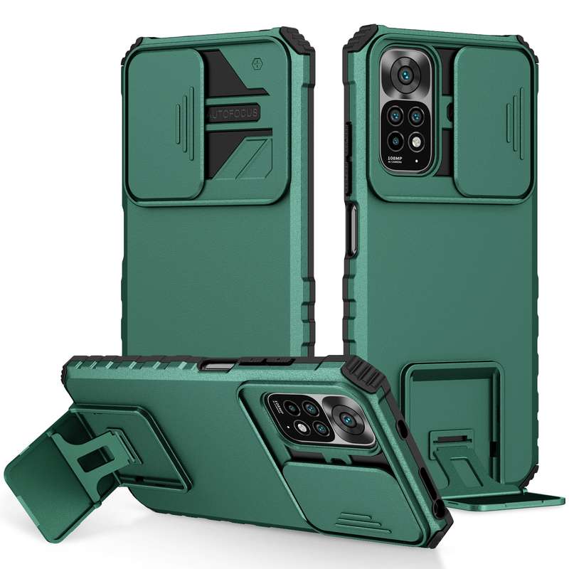 For Xiaomi Redmi Note 11/11S Global Stereoscopic Holder Sliding Camshield Phone Case(Black)