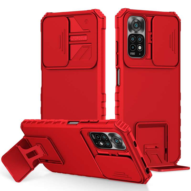 For Xiaomi Redmi Note 11/11S Global Stereoscopic Holder Sliding Camshield Phone Case(Black)