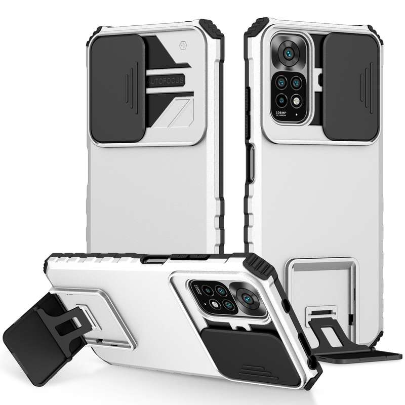 For Xiaomi Redmi Note 11/11S Global Stereoscopic Holder Sliding Camshield Phone Case(Black)