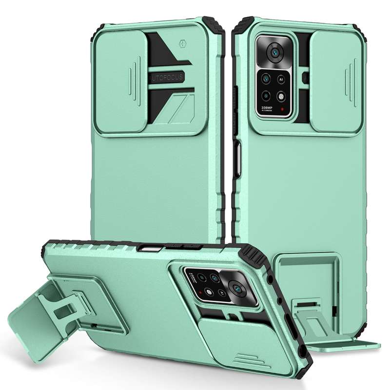 For Xiaomi Redmi Note 10 Pro Global Stereoscopic Holder Sliding Camshield Phone Case(Black)