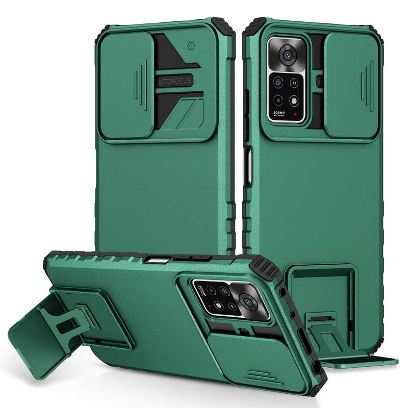 For Xiaomi Redmi Note 10 Pro Global Stereoscopic Holder Sliding Camshield Phone Case(Black)