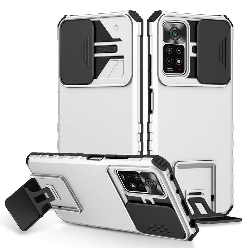 For Xiaomi Redmi Note 10 Pro Global Stereoscopic Holder Sliding Camshield Phone Case(Black)