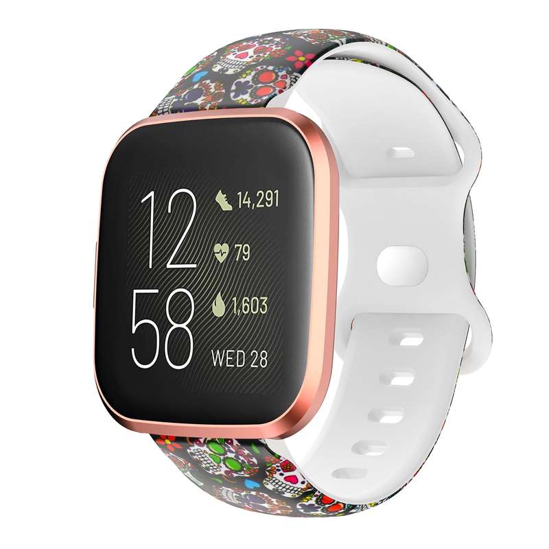 For Fitbit Versa Printing Butterfly Buckle Silicone Watch Band(Spring)