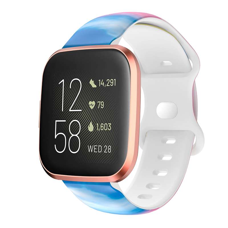 For Fitbit Versa Printing Butterfly Buckle Silicone Watch Band(Spring)