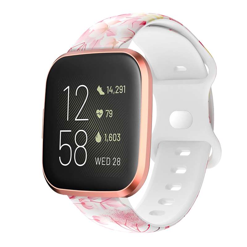 For Fitbit Versa Printing Butterfly Buckle Silicone Watch Band(Spring)