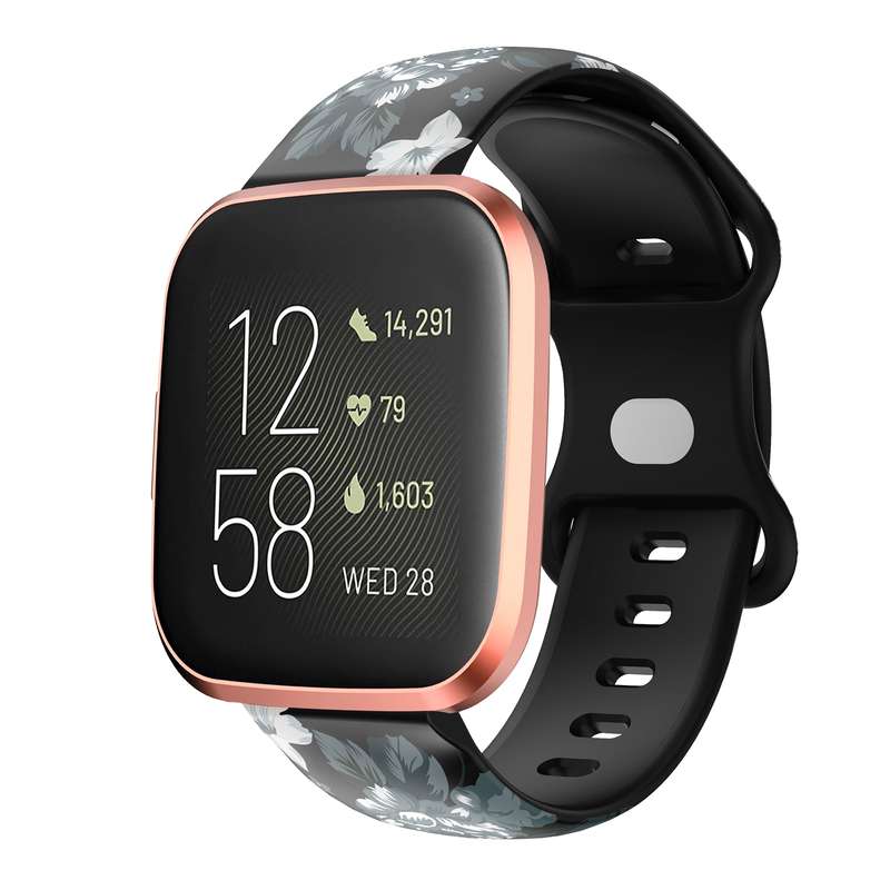 For Fitbit Versa Printing Butterfly Buckle Silicone Watch Band(Spring)