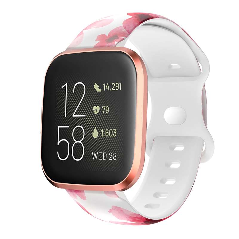 For Fitbit Versa Printing Butterfly Buckle Silicone Watch Band(Spring)