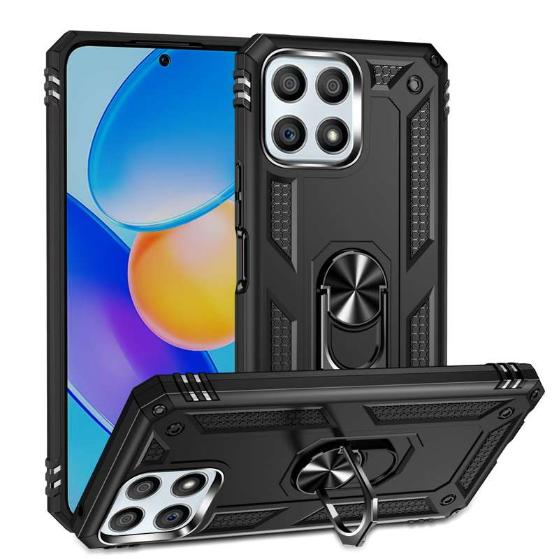 For Honor Play6T Pro / X8 / X30i Shockproof TPU + PC Phone Case with 360 Degree Rotating Holder(Blac