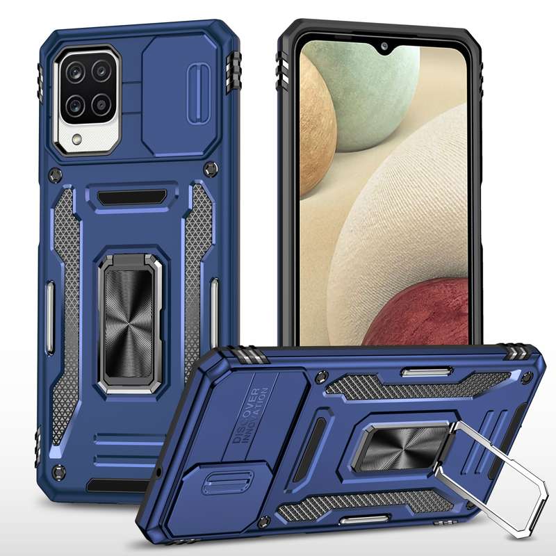 For Samsung Galaxy A12 5G/4G / M12 / F12 Armor PC + TPU Camera Shield Phone Case(Black)