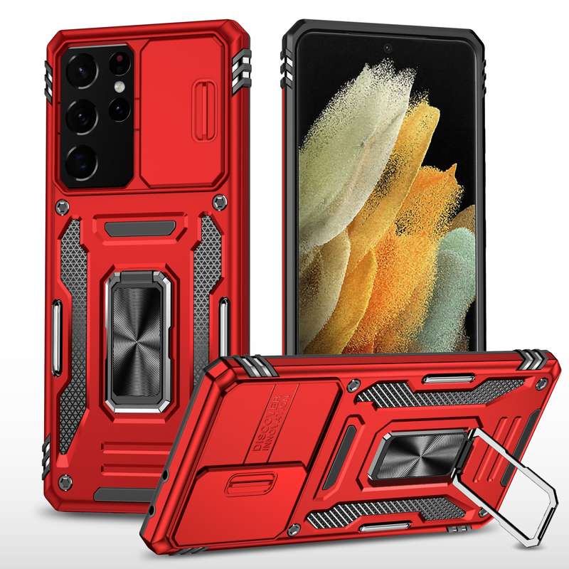 For Samsung Galaxy S21 5G Armor PC + TPU Camera Shield Phone Case(Rose Gold)