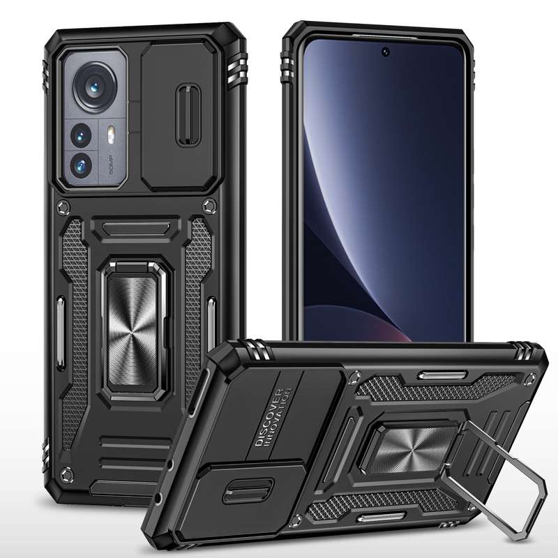 For Xiaomi 12 Pro Armor PC + TPU Camera Shield Phone Case(Black)