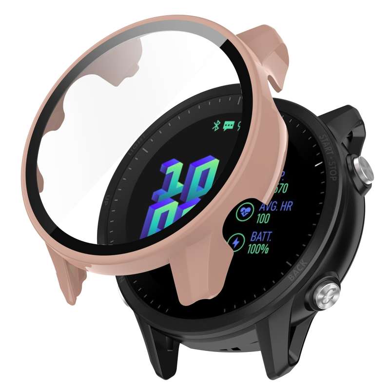 For Garmin Forerunner 955 PC Tempered Film Full Body Watch Case(Pine Needle Green)