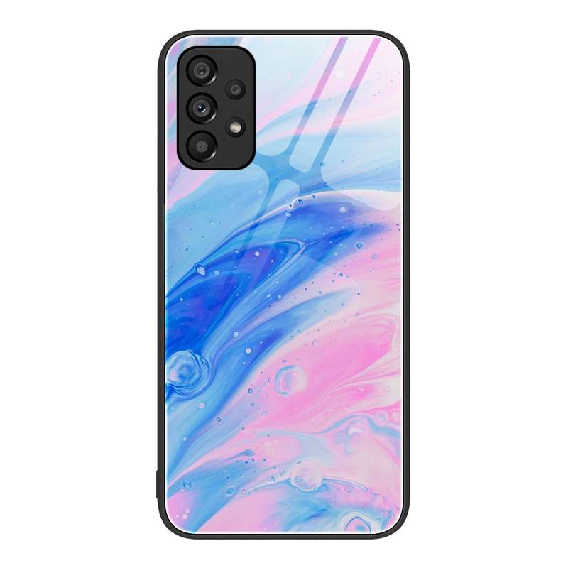 For Samsung Galaxy A53 Marble Pattern Glass Protective Phone Case(Pink)