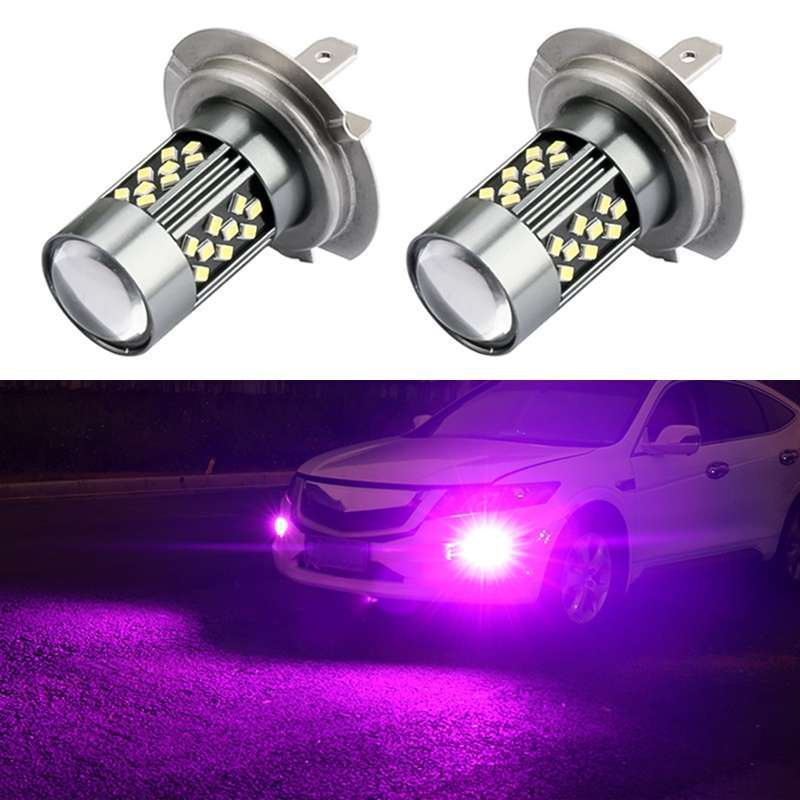 1 Pair H7 12V 7W Strobe Car LED Fog Light(Pink Light)