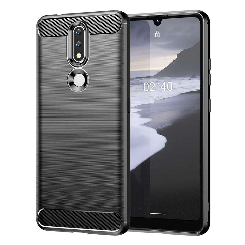 For Nokia 2.4 Brushed Texture Carbon Fiber TPU Phone Case(Blue)