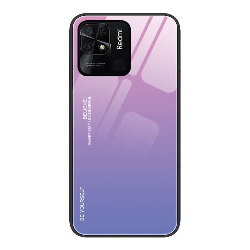 For Xiaomi Redmi 10C Gradient Color Glass Case(Aurora Blue)