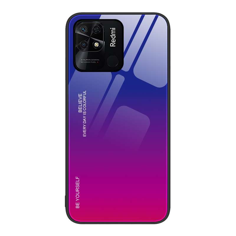 For Xiaomi Redmi 10C Gradient Color Glass Case(Aurora Blue)