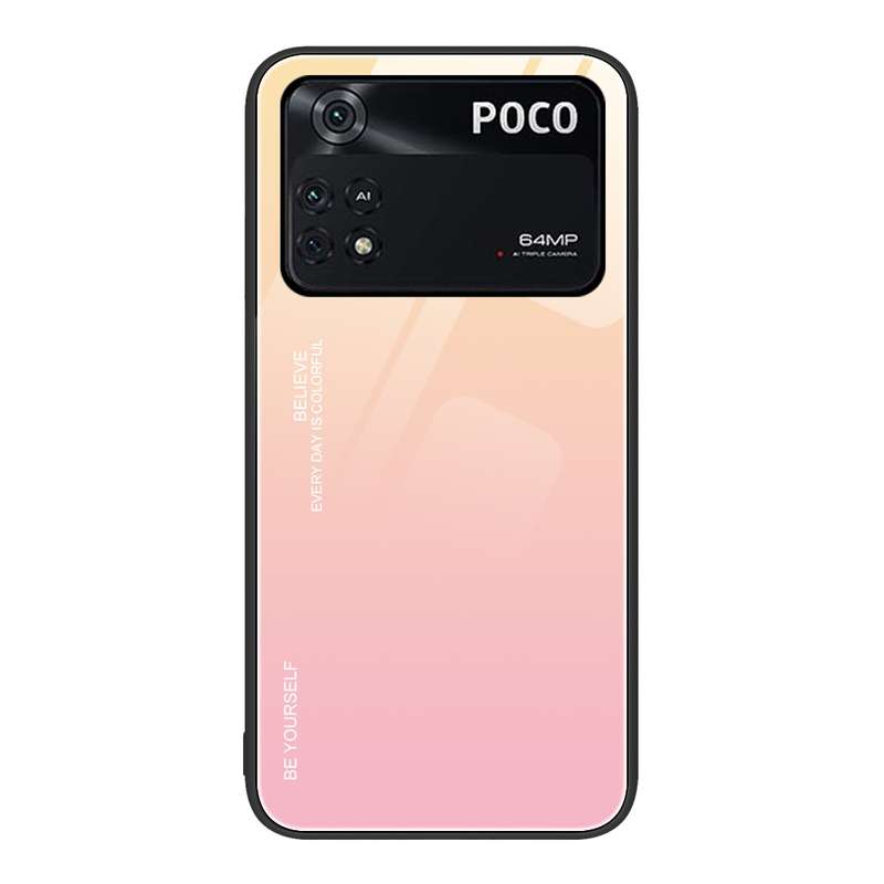 For Xiaomi Poco M4 Pro 4G Gradient Color Glass Case(Aurora Blue)