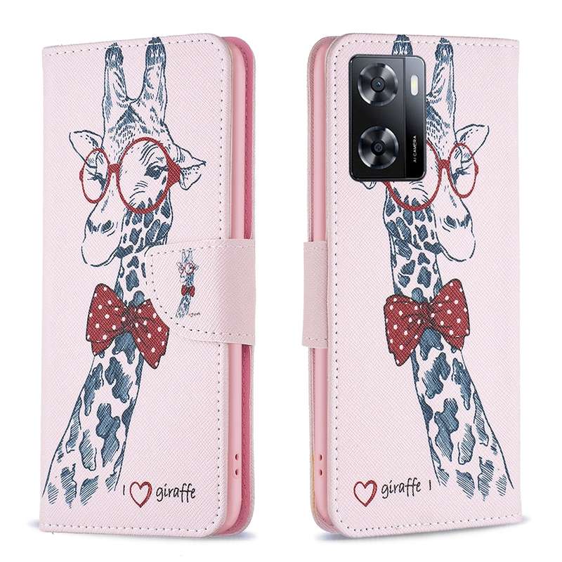 For OPPO A57 4G Colored Drawing Pattern Leather Phone Case(Butterfly Love)