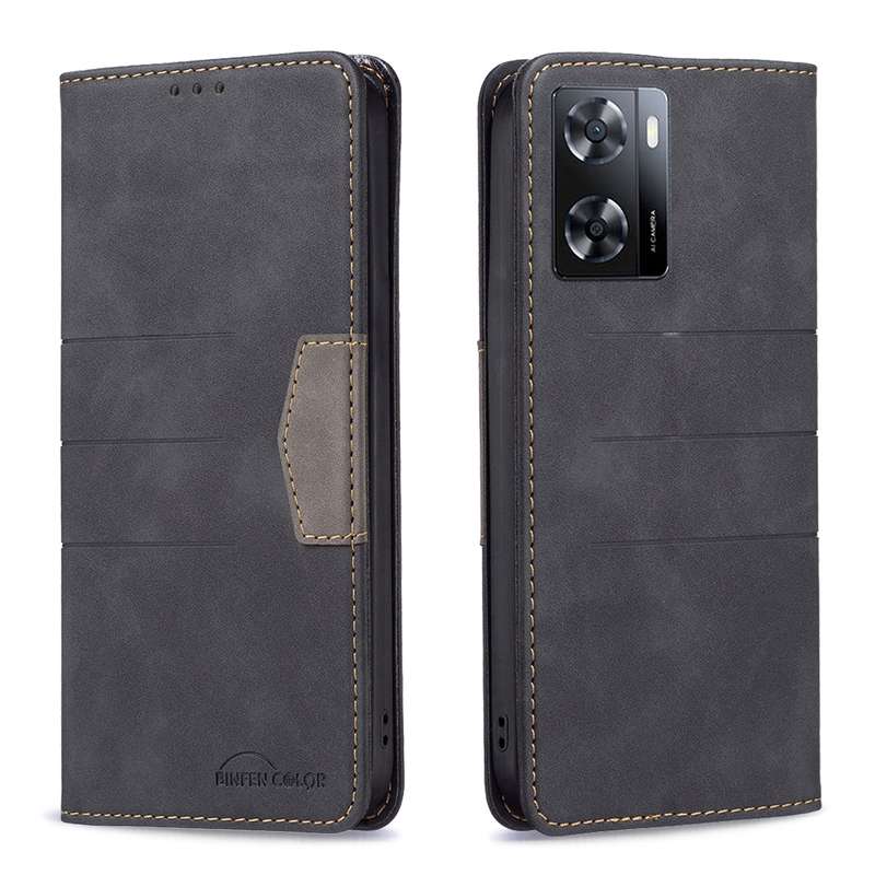 For OPPO A57 4G Magnetic Splicing Leather Phone Case(Green)