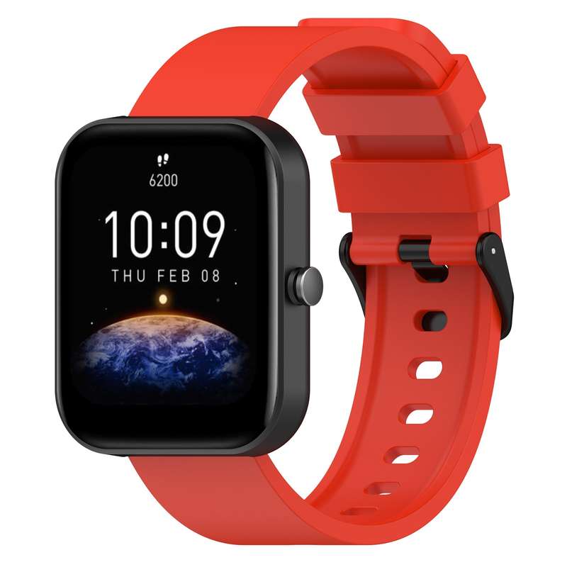 For Amazfit Bip 3 20mm Step Silicone Strap Stainless Steel Black Buckle(Midnight Blue)