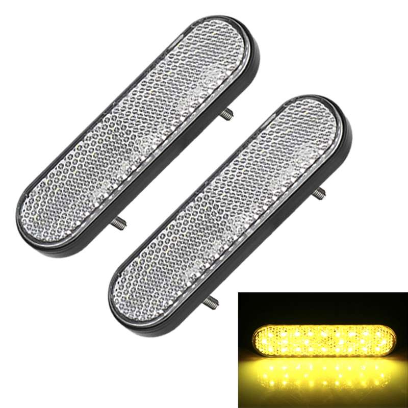 2 PCS 24LED Reflector Brake Light Turn Signal Light(White Shell Yellow Light)