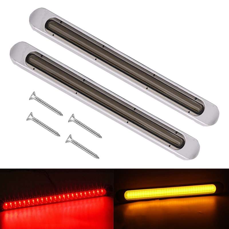 2 PCS 72LEDs Two-color Brake Turn Tail Light(Smoked Shell Red Light + Flowing Yellow Light)