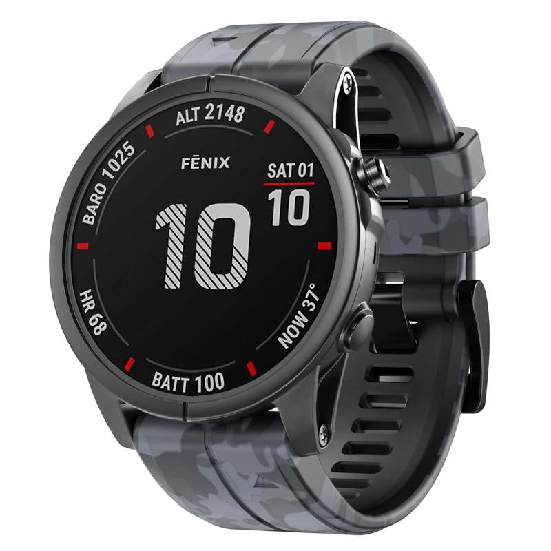 For Garmin Fenix 7X Camouflage Silicone Watch Band(White)