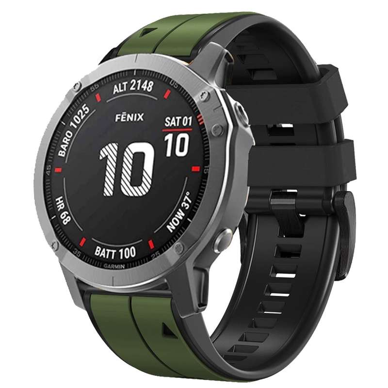 For Garmin Fenix 7X Vertical Stripes Two-color Silicone Watch Band(Orange Black)
