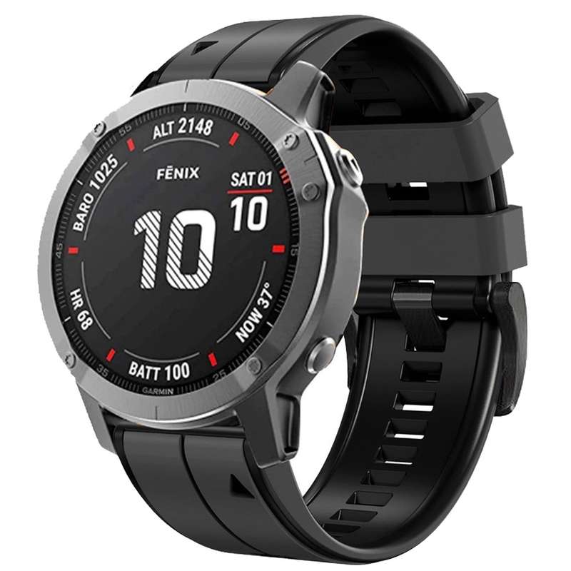 For Garmin Fenix 7X Vertical Stripes Two-color Silicone Watch Band(Orange Black)