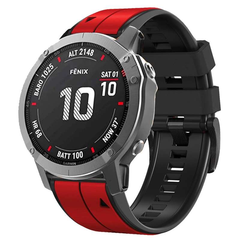 For Garmin Fenix 7X Vertical Stripes Two-color Silicone Watch Band(Orange Black)