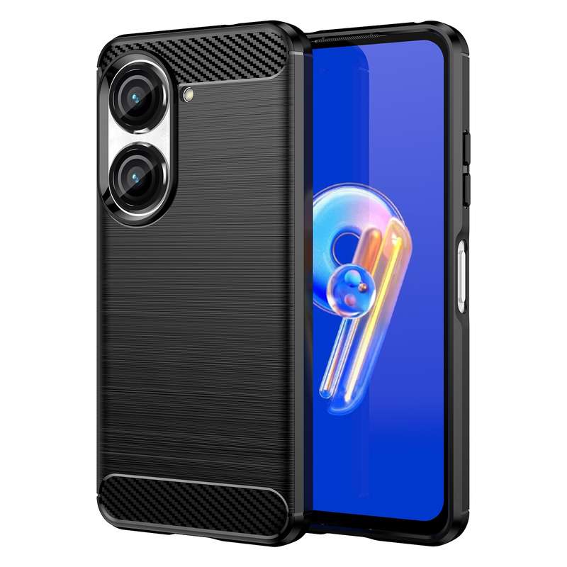 For Asus Zenfone 9 Brushed Texture Carbon Fiber TPU Case(Black)