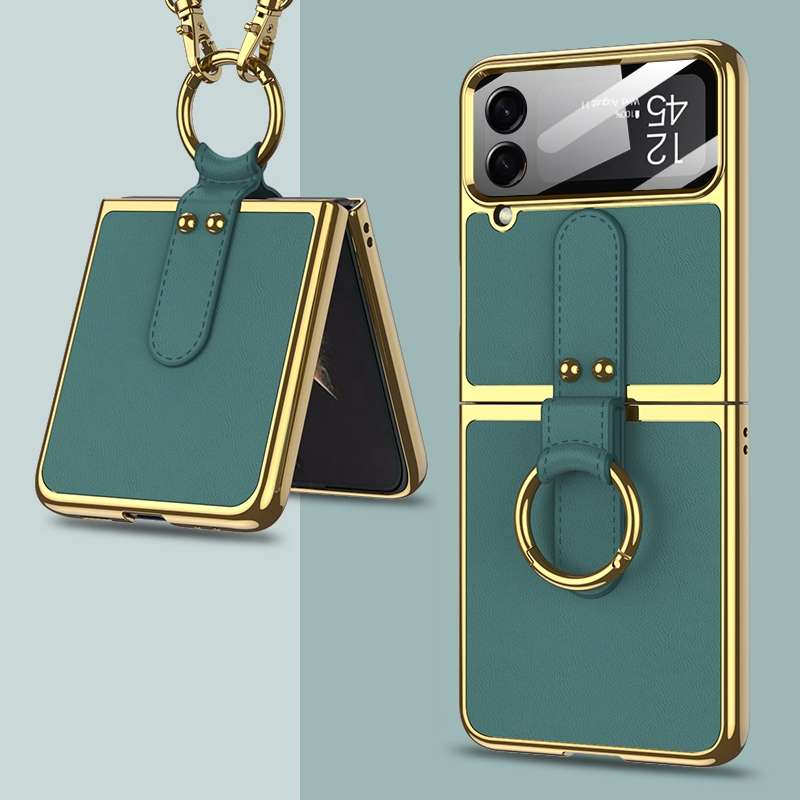 For Samsung Galaxy Z Fold4 Skin Feel Two-color Contact Lens Hinge Flip Phone Case with Pen Slot(Aoya