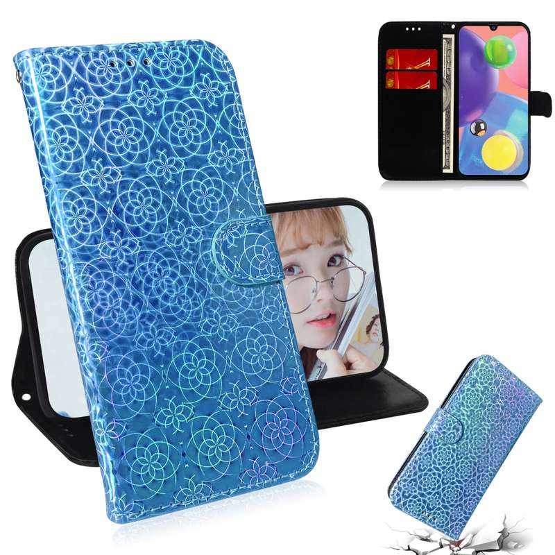 For Galaxy A70s Solid Hyun Color Magnetic Attraction Horizontal Flip Leather Case with Lanyard, Supp