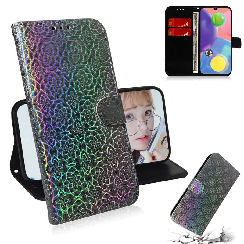 For Galaxy A70s Solid Hyun Color Magnetic Attraction Horizontal Flip Leather Case with Lanyard, Supp