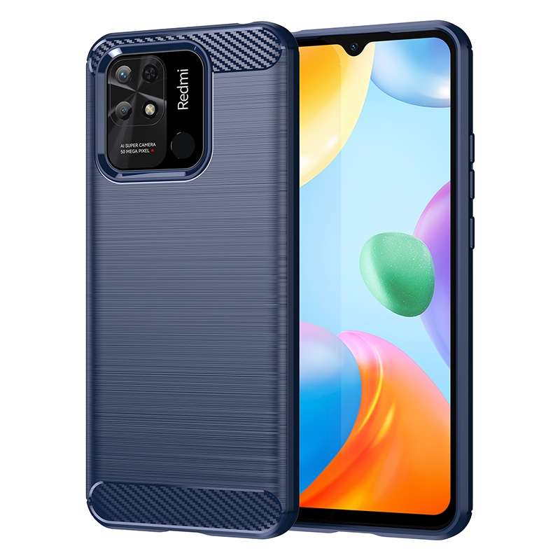 For Xiaomi Redmi 10C Brushed Texture Carbon Fiber TPU Case(Navy Blue)