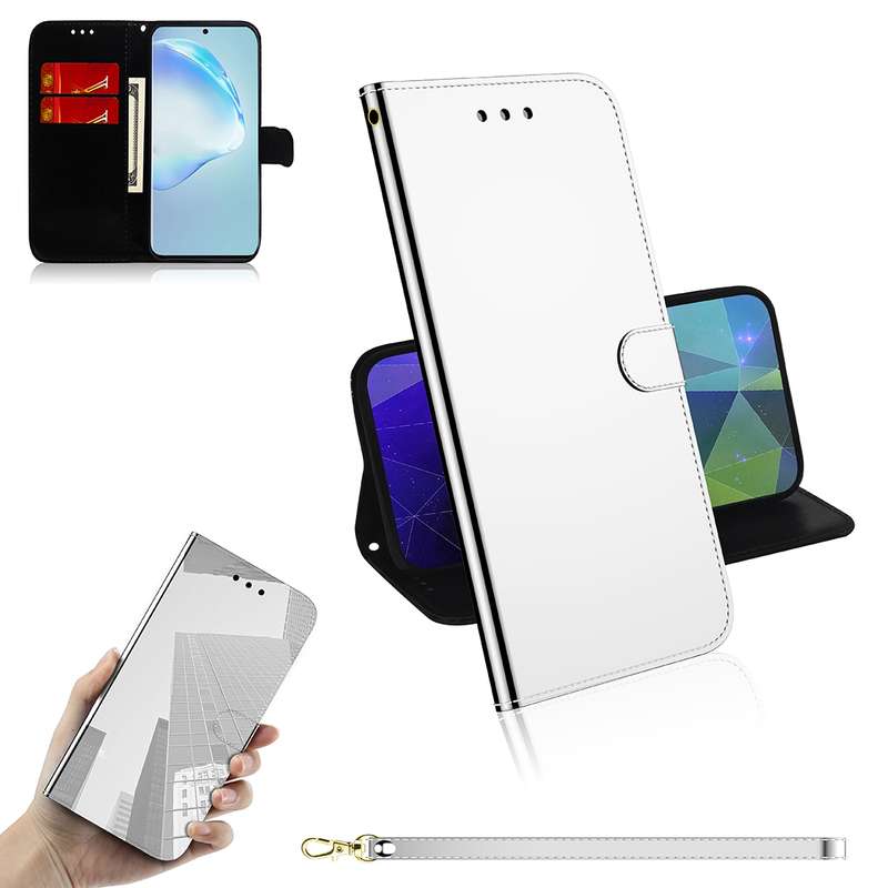 For Galaxy S20 Ultra Mirror-like Magnetic Attraction Horizontal Flip Leather Case with Lanyard, Supp