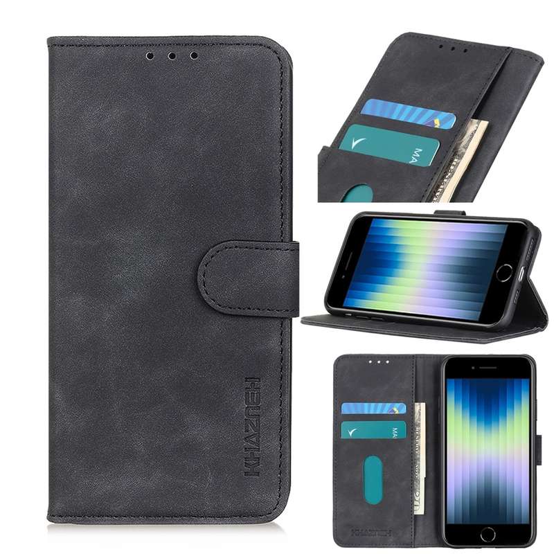 For iPhone SE 2022 / SE 2020 Retro Texture PU + TPU Horizontal Flip Leather Case with Holder & Card