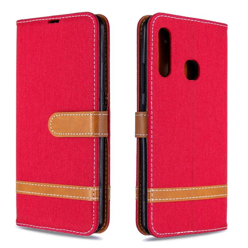 For Galaxy A70e Color Matching Denim Texture Horizontal Flip Leather Case with Holder & Card Slots &